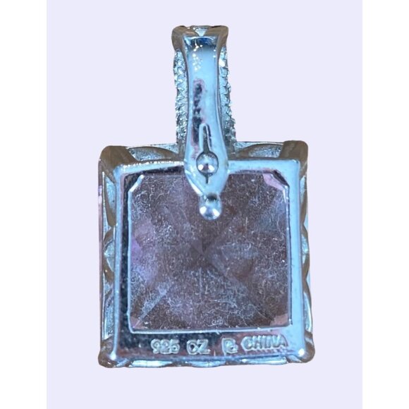 Square CZ Pendant 925 Silver With Sparkling Accents - Picture 2 of 9